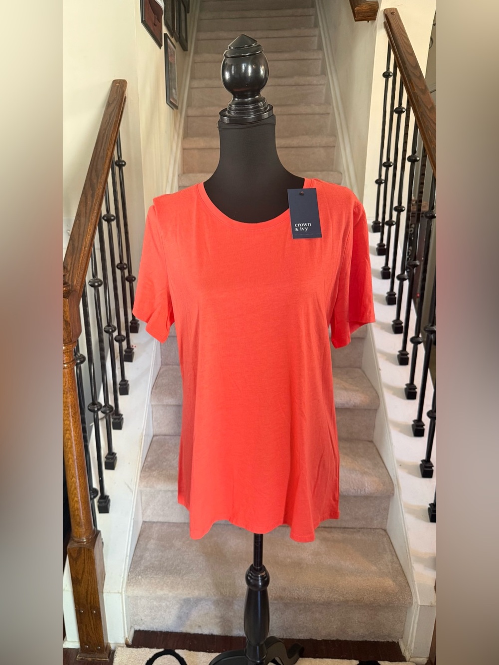 crown & ivy Coral Short-Sleeve Scoop Neck Tee